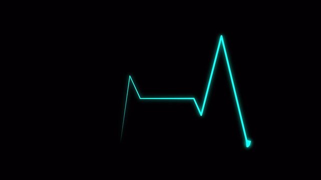 blood pressure Cardiogram, heart on EKG, BP monitoring blue line graph with transparent background