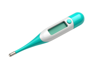 3D thermometer icon isolated on transparent background. Realistic medical and temperature measuring symbol, perfect for healthcare, hospital, wellness, weather, climate, and science design projects.