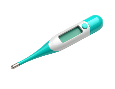 3D thermometer icon isolated on transparent background. Realistic medical and temperature measuring symbol, perfect for healthcare, hospital, wellness, weather, climate, and science design projects.