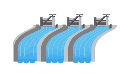 Naklejka premium Triple Hydroelectric Dam with Controlled Water Flow.