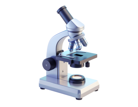 3D microscope icon isolated on transparent background. Realistic science and research symbol, perfect for laboratory, biology, chemistry, education, medical, and scientific research design projects.