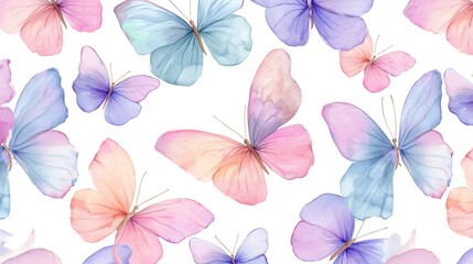 Delicate Watercolor Butterfly Seamless Pattern
