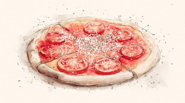 Minimalist Vintage Pizza Cosacca Watercolor