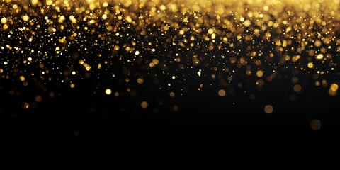 Falling Golden Confetti on Black Background. Happy New Year Background
