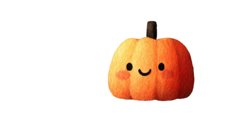 A Cheerful Cartoon Pumpkin with a Smiling Face Perfect for Halloween Festivities and Autumn Decorations on transparent background