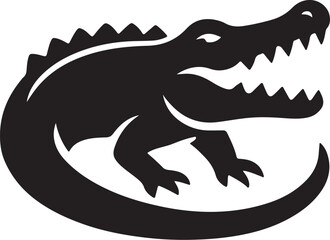 Obraz premium Striking crocodile silhouette ready for branding projects and bold designs, an edgy reptile symbol for logos, apparel, and captivating visual content