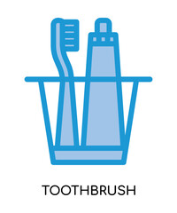 Dental toothbrush medical flat glyph illustration