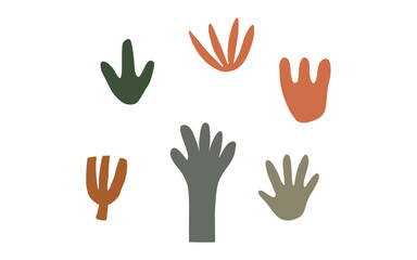 Fototapeta premium Abstract Bohemian Hand and Leaf Shape Set