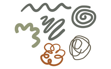 Abstract Hand Drawn Scribble Spiral and Wavy Line Set