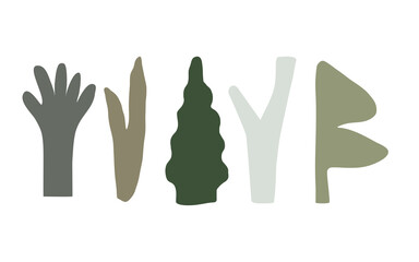 Abstract Earthy Tree and Organic Plant Shape Set