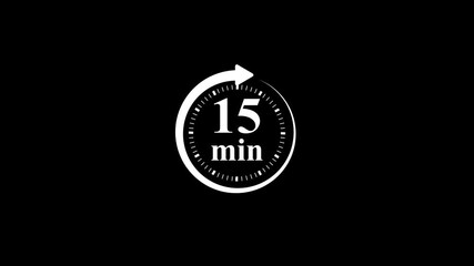 A bold “ 15 min” text representing an 15-minute countdown or duration. Ideal for video overlays, short workouts, study sessions, presentations, or any content requiring a precise, short-term timer