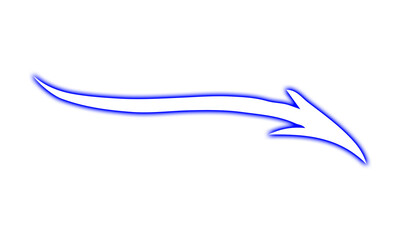 Blue Neon Curved Left Arrow