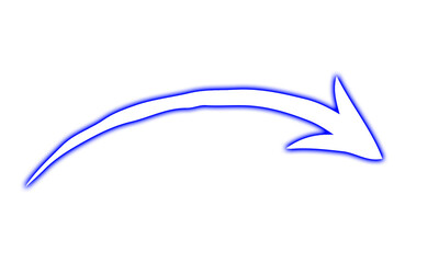 Blue Neon Curved Right Arrow