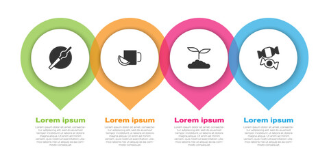 Set Cigarette, Cup of tea with lemon, Tea leaf and Candy. Business infographic template. Vector