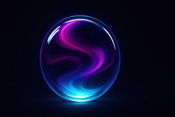 Futuristic glowing orb sphere with purple and blue swirling light
