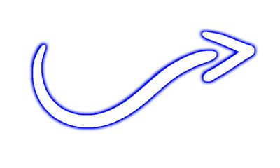 Blue Neon Curved Up Right Arrow