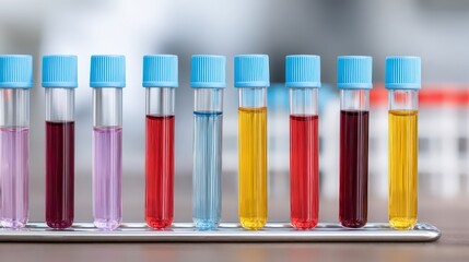 Close-Up Photography of Medical Test Tubes Showing Various ABO Blood Group Samples in Laboratory Setting