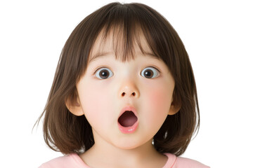 A Surprised Young Girl with Wide Eyes and an Open Mouth Capturing Genuine Astonishment and Curiosity on transparent background