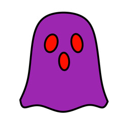 Cute Purple Spooky Ghost Icon with Floating Shape for Halloween Party