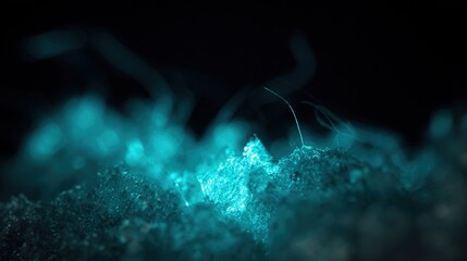 faint. A close-up macro shot of a pristine glowing ice crystal emitting faint electric blue arcs of light as it fractures. STEM education sheets.