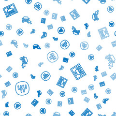 Set line Gear shifter, Car wash and Online car sharing on seamless pattern. Vector