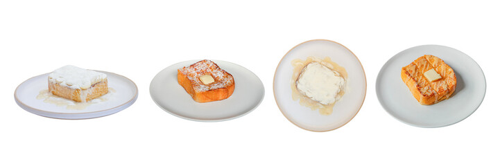Breakfast Indulgence: A tempting array of toast and butter, photographed on elegant plates. Ideal for culinary projects, food blogs, and more.
