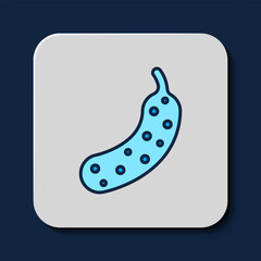 Filled outline Fresh cucumber icon isolated on blue background. Vector