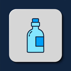 Filled outline Alcohol drink Rum bottle icon isolated on blue background. Vector
