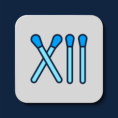 Filled outline Match stick icon isolated on blue background. Match with fire. Matches sign. Vector