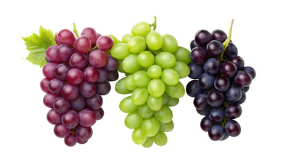 Bunch of Colorful Grapes PNG – Fresh Mixed Grapes Isolated on Transparent Background