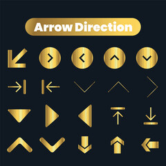 Flat vector arrow golden icons collection