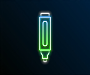Glowing neon line Marker pen icon isolated on black background. Colorful outline concept. Vector