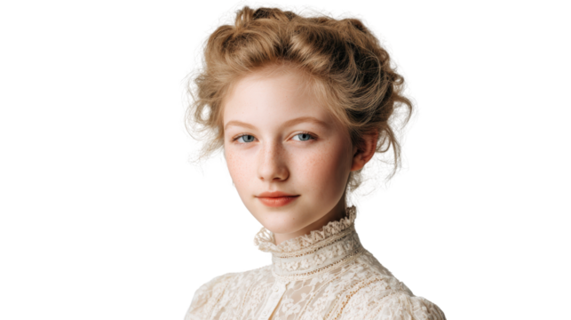 Vintage Portraits: Classic vintage portrait photography with soft lighting and a nostalgic feel, isolated on a Transparent background, PNG file.