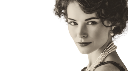 Vintage Portraits: Classic vintage portrait with soft lighting and timeless elegance, isolated on a Transparent background, PNG file.