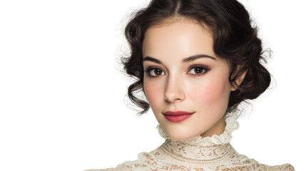 Vintage Portraits: Classic vintage portrait with soft lighting and timeless elegance, isolated on a Transparent background, PNG file.