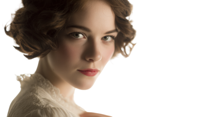 Vintage Portraits: Timeless vintage portrait photography of a subject in soft, muted tones, isolated on a Transparent background, PNG file.