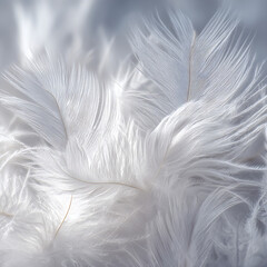 Close Up of White Feather Texture with Soft Light