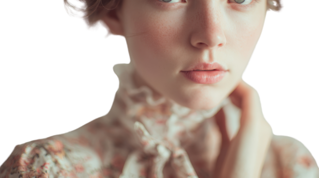 Vintage Portraits: Timeless vintage portrait photography of a subject in soft, muted tones, isolated on a Transparent background, PNG file.