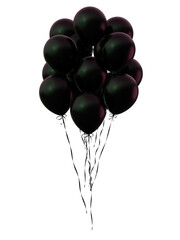 Black balloons bunch. Party celebration balloons on isolated background. 3d rendering. Applicable for black Friday design design.