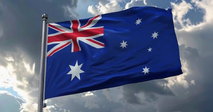 australian flag against blue sky