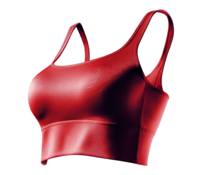 Sleek and Stylish Red Sports Bra Design Showcasing Modern Activewear Aesthetics and Functionality for Fitness Enthusiasts on transparent background