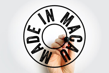 Made in Macau text emblem stamp, concept background