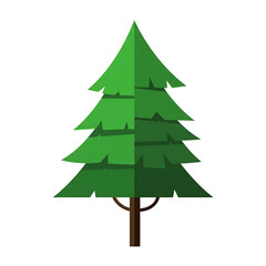 Fototapeta premium Simple and Minimalist Green Christmas Tree Illustration on transparant Background