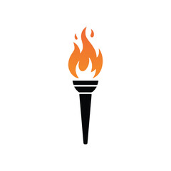 Burning torch isolated on white background