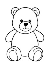 A simple black-and-white line drawing of a cute, sitting teddy bear — perfect for coloring, with soft round features and friendly expression.