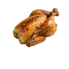Whole roasted chicken isolated on a transparent background
