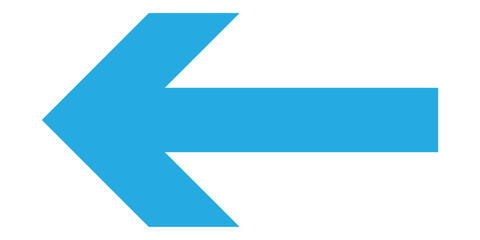 Blue isolated arrowhead icons on white background. Simple abstract pointing vector icons on white page. left side arrowhead icon. Bold arrow-head icons set. 