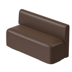 A close-up shot of a brown leather booth, perfect for restaurants or waiting areas, isolated on a white backdrop.