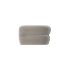 The top-down view showcases a stylish, contemporary ottoman in a neutral gray hue, perfect for modern interiors. The design is simple and elegant.