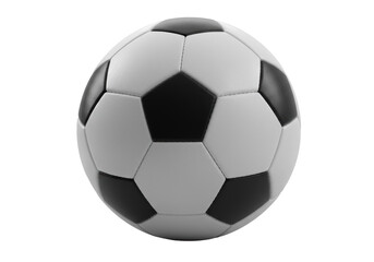 Fototapeta premium Pristine, high-performance soccer ball with white & black hexagonal panels, embossed seams, perfectly inflated on a transparent studio background, commercial product photography concept